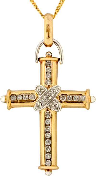 9ct Gold Diamond Set Cross