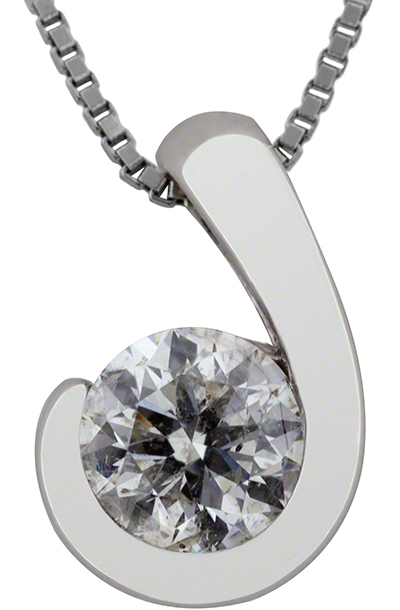 Modern Brilliant Cut Diamond Pendant in 18ct White Gold