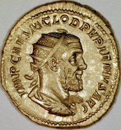 Portrait of Pupienus on a Silver Denarius