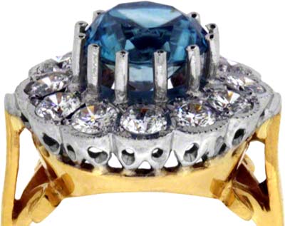 Zircon  and Diamond Cluster Ring