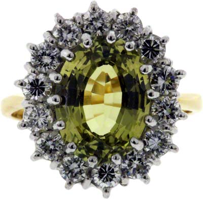 Chrysoberyl and Diamond Cluster Ring (is 962)