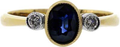 Second Hand Sapphire & Diamond Three Stone Ring