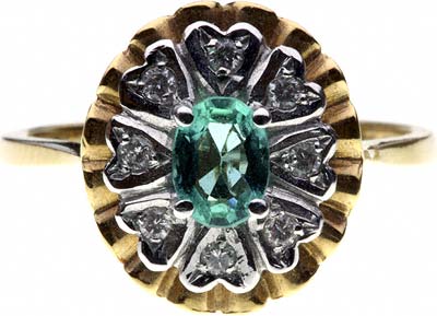 Oval Emerald and Diamond Fancy Cluster