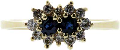 Second Hand Diamond and Sapphire Flower Cluster