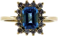 Topaz and Diamond Cluster Ring in 14ct Yellow Gold