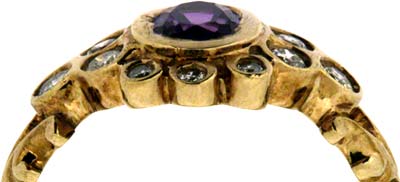 Victorian Style Amethyst and Diamond Dress Ring