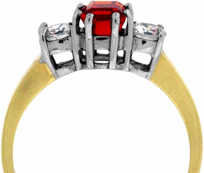 Fire Opal and Diamond Three Stone Ring