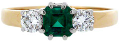  Emerald and Diamond Three Stone Ring