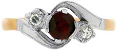 Garnet & diamond Three Stone Ring