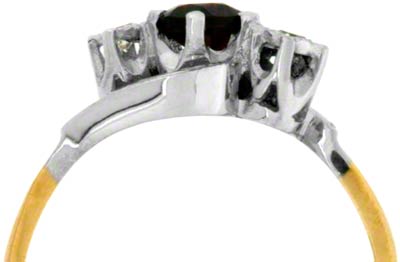 Garnet & Diamond Three Stone Ring