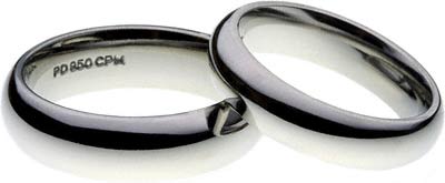 Pair of D-Shaped Palladium Wedding Rings