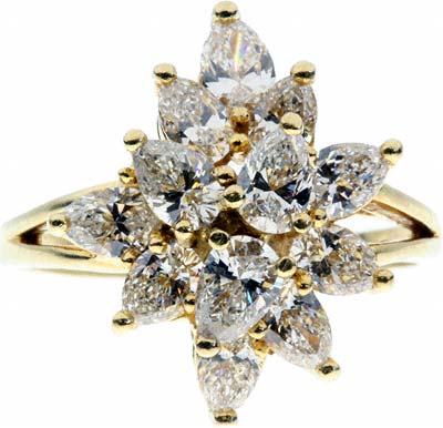 Second Hand Cocktail Dress Ring in 18ct Yellow Gold