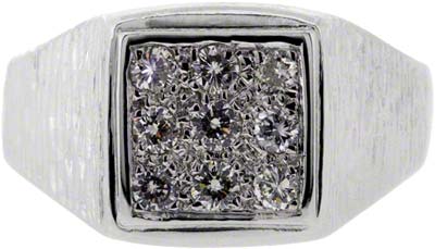 Gent's Square Set Diamond Signet Ring 