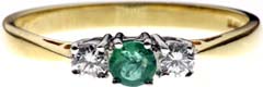 Claw Set Emerald and Diamond 3 Stone Ring