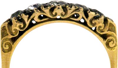 Carved Half Hoop Graduated Five Stone in 18ct Yellow Gold