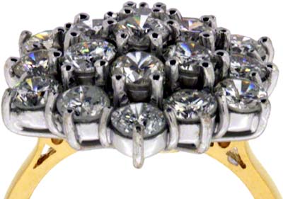 Three Tier Diamond Cluster Ring