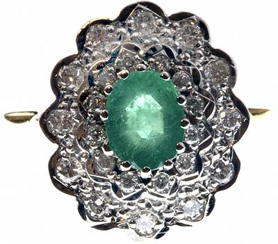 Large Emerald & Diamond Cluster Ring