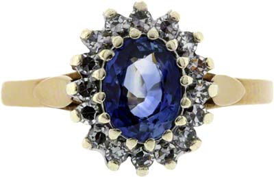 Second Hand Sapphire and Diamond Cluster in 9ct Yellow Gold