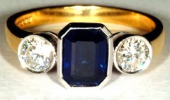 Octagonal Sapphire & Diamond 3 Stone
