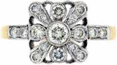 Square Victorian Style Diamond Cluster Ring