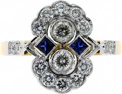 Sapphire and Diamond 'Art Deco Style' Cluster