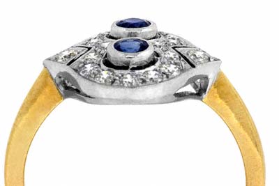 Octagonal Sapphire & Diamond 3 Stone Ring