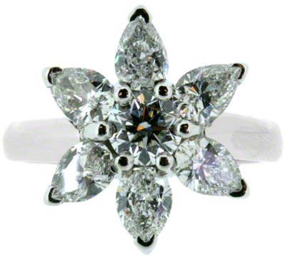 Stunning Starburst Diamond Cluster Ring