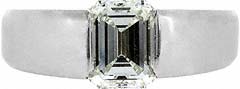 Certificated Second Hand Emerald Cut Diamond in Platinum Tension Setting