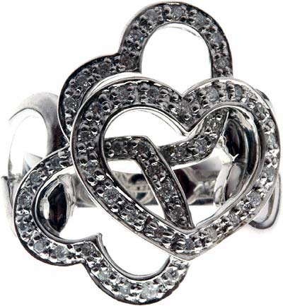 Triple Heart Diamond Dress Ring