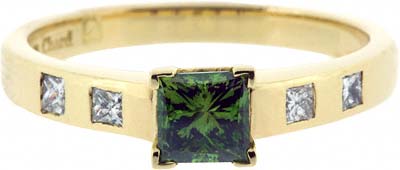 Princess Cut Green Solitaire Diamond Ring
