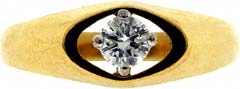 Second Hand Diamond Solitaire Claw Set in 18ct Yellow Gold Signet Ring Style Mount