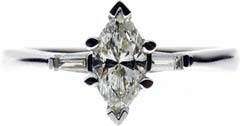 Marquise Shaped Solitaire with Baguette Shoulder Stones