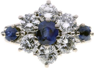 Boat Shaped Sapphire Cluster