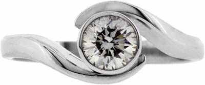 Diamond Crossover Solitaire in 18ct White Gold