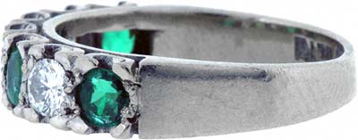 Emerald & Diamond Eternity Ring - Side View