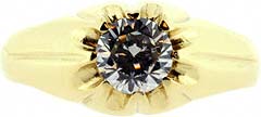 Gents Eight Claw Cubic Zirconia Solitaire in 18ct Yellow Gold
