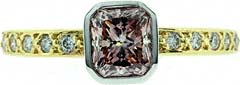 Enhanced Pink Radiant Cut Diamond Solitaire Ring #4856