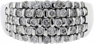 Five Row Diamond Dress Ring in 9ct White Gold
