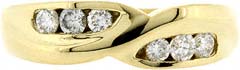 18ct Yellow Gold Dress Ring set with Six Diamonds in a Twisted Design