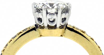 Certificated Modern Brilliant Cut Diamond Solitaire with Diamond Set Shoulders in 18ct Yellow Gold