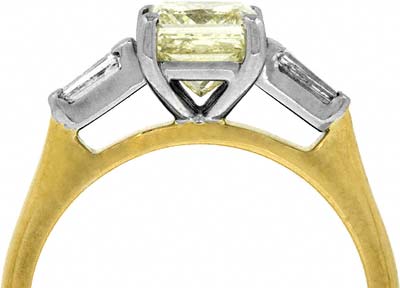 Radiant Cut Solitaire with Small Baguette Diamonds in the Shoulders