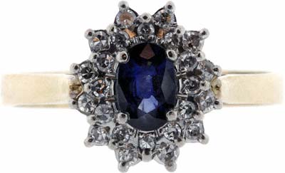Second Hand Diamond and Sapphire Flower Cluster