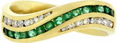 Emerald and Diamond Fancy Twist Ring