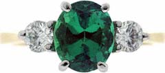 Second Hand Emerald and Diamond Three Stone Ring