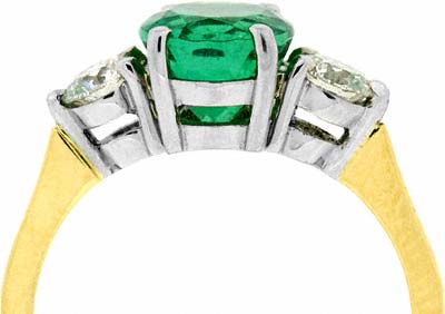 Second Hand Emerald and Diamond Three Stone Ring