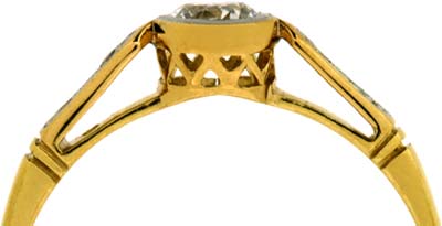 Rim Set Solitaire with Diamonds in the Shoulders in 18ct Yellow Gold