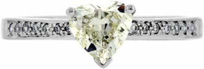 Heart Shaped Solitaire with Modern Brilliant Cut Diamonds in the Shoulders