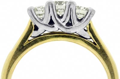 Three Stone Diamond Ring in Yellow Gold