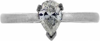 Second Hand Pear Shaped Diamond Solitaire in Platinum