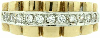 Second Hand Rolex Style Link Diamond Set Dress Ring